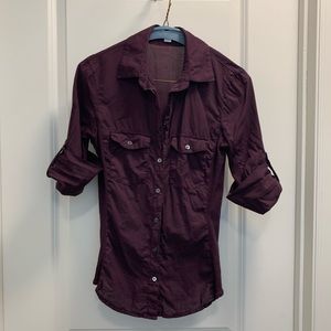 James Perse sheer slub side panel button down